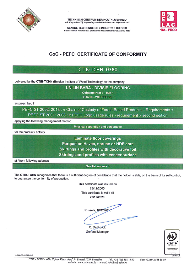 PEFC认证(强化复合地板）