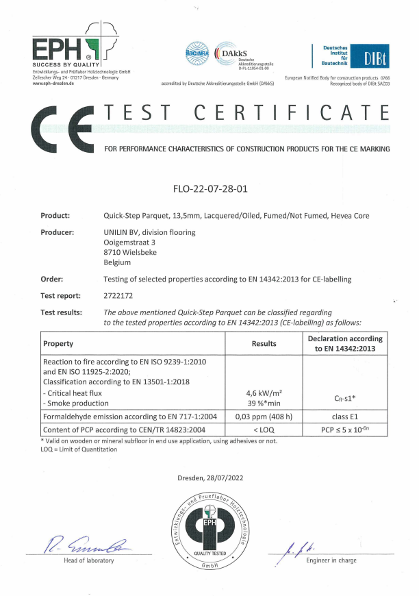 CE认证(三层实木复合地板)